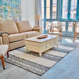 Jarapa Home Made with love Alfombra Grande decoración de salón, Cocina, Dormitorio. Hecha a Mano con algodón Natural, de Pelo Corto, Suave y Lavable en Lavadora (170x240 cm., Andina Gris)