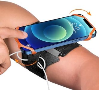 VUP Running Armband 360°Rotatable for iPhone 15/14/13/Pro Max/Pro/Mini/12/11/SE/Xs/XR/X/8/7/Plus, Fits All 4-6.7 Inch Smartphones, with Key Holder Phone Armband for Running Hiking Biking (Orange)