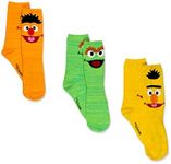 Sesame Street Teen Adult Mens Womens 3 pack Crew Socks Set, Oscar/Bert/Ernie, Large