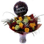 Fluffy, Fresh Flowers Gift-Wrapped Birthday Flowers and Balloon Bouquet, Next Day Delivery for Special Celebrations