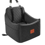 INDYBUD Small Dog Car Seat, Memory Foam Dog Booster Car Seats with Thick Cushion for Medium Dogs Under 35lbs, Detachable Washable Pet Seat with Storage Pockets,2 Safety Belts(Black, Medium)