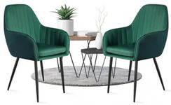 My Art Design - 1 Chair Modern, Elegant & Comfortable Velvet Arms Chairs for Dinning Living Hotel Cafe Office (Green)