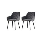 AINPECCA Set of 2 Velvet Dining Chairs Grey Upholstered Seat with Metal Legs Living Room(Grey Velvet, 2)