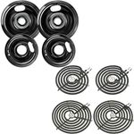 W10290350 W10290353 Porcelain Burner Drip Pan Bowls & WB30M1 WB30M2 Electric Range Stove Burner Kit by Blutoget