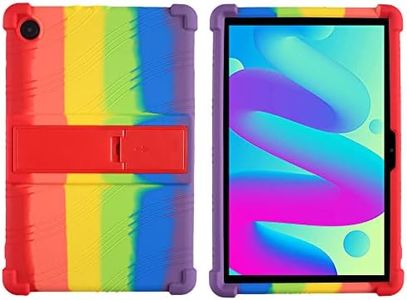 Oneyijun Case for TCL Tab 10L 8491X 10.1 inch Tablet Soft Silicone Adjustable Stand Shockproof Rubber Shell Protective Cover (Multi-Colored)