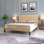 DRIFTINGWOOD Florina Engineered Wood Low Height King Size Bed Without Storage | Wooden Double Bed | Low Floor/Level/Profile Cot Bedroom Furniture | Beige, Self Assembly (DIY)