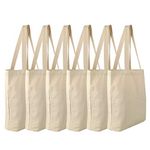 Faylapa 6 Pack Canvas Tote Bags for Women,Heavy Duty and Strong Shopping Grocery Bag Blank Cotton Canvas Promotional Blank Tote Bags for Decorating Crafts DIY (White,12.2"x14.3")