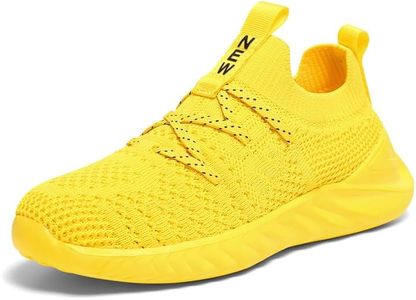 EGMPDA Boys Girls Slip On Shoes Kids Running Sneakers Walking Tennis Athletic Non Slip Breathable Lightweight Comfortable Unisex Fashion Yellow Size 13