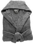 Soodie&zuzu's 100% Egyptian Cotton Towel Long Mens Women Dressing Gown Hooded Shawl Collar Extra Absorbent Unisex Bathrobe Belt Closure & Free Cotton Headwrap (Charcoal-3XL)