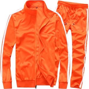 MACHLAB Men's Activewear Full Zip Warm Tracksuit Sports Set Casual Sweat Suit, Orange, Large