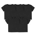 Gerber Baby Toddler 5-Pack Solid Short Sleeve T-Shirts Jersey 160 GSM, Black, 4T