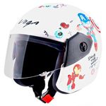 Vega Buds Junior Marvel Avenger Graphic Open Face Helmet for Kids – Lightweight Construction, Superior Comfort & Protection, Durable Build, White – XS