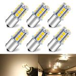 Qoope 1156 1141 LED Bulb Soft Warm White, 7506 1003 1073 BA15S RV Light Bulbs, 18SMD 5050 12V LED Bulbs Replacement for Camper/Travel Trailer Interior Ceiling Dome Light, Pack of 6