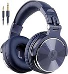 OneOdio Over Ear Headphone, Wired Bass Headsets with 50mm Driver, Foldable Lightweight Headphones with Share Port and Mic for Recording Monitoring Mixing Podcast Guitar PC TV (Dark Blue)