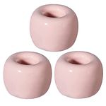 3 Pcs Mini Ceramics Toothbrush Holder Stand, Handmade Couple Toothbrush Head Holder Ceramic Toothbrush Holders for Bathrooms Office - Pink