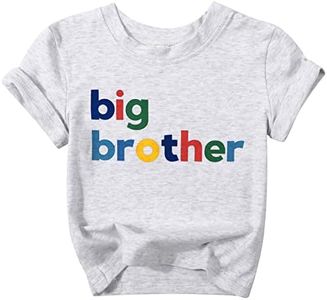 Big Brother Shirt Toddler Baby Boys Promoted to Big Brother Announcement T-Shirt Big Bro Short Sleeve Cotton Tee White Grey