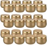 Candle Tin Cans 24 Pieces, 8 oz, Metal Candle Containers with Lids for DIY Candle Making, Metal Candle Jars for Arts Craft, Candle Making Party Supplies(Gold)