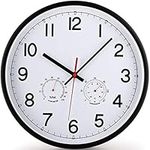 Nicunom 12-Inch Wall Clock with Tem