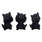 Nemesis Now Three Wise Kitties See No Hear No Speak No Evil Familiar Black Cats Figurine, 8.8cm