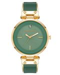 Anne Klein Women's Genuine Diamond Dial Bangle Watch, AK/1414, Green/Gold, Green/Gold