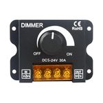 DHRUV-PRO LED Switch Dimmer Controller DC 12-24V 30A 360-720W for Led Strip Single Color LED Strip Lighting Lamp Ribbon Light Black Button Control Brightness Metal