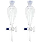 2pcs Pear Shaped Separatory Funnel Conical Separatory Funnel Glass Separatory Funnels Lab Glassware Conical Separating Funnel 500ml Teeth High Borosilicate Connector Essential Oil