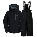 SMONTY SNOWER Boys Snowsuit Detachable-Hood Ski Suit Extra Warmth Winter suit (10-12Years, Black)