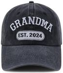 Goyklrb Funny Grandma Est 2024 Hat for Women, Adjustable Embroidered Washed Cotton Grandmother Baseball Cap, Grandma Est 2024 Embroidered Black, One Size