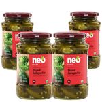 Neo Sliced Jalapenos 350g I P4 I 100% Vegan I Ready-to-Eat, Fibre-Rich I Pickled Jalapenos I Enjoy as topping for Pizza, Pasta, Salads, Burger & Wraps I Non-GMO I (Pack of 4)