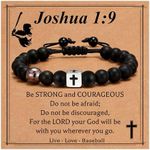Esrial Baseball Bracelet Gifts for Men Cross Beaded Bracelet for for Son Grandson Brother Nephew Players Team Fan Friends,Baseball Accessories for Men Christmas Birthday Gifts(Baseball,Black)