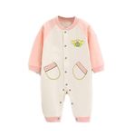 Bold N Elegant Corduroy Winter Fleece Bonded Full Sleeve Footless Baby Romper Onesie Front Button Bodysuit Jumper for Newborn Baby Boys Girls Kids (12-18 Months, Pink)