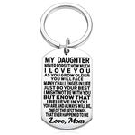 Hazado My Daughter Gifts from Mom Never Forget That I Love You Keychain Teen Girls Key Ring for Back to School Valentine Christmas Stocking Stuff Gifts