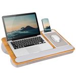 LAPGEAR Home Office Pro Lap Desk with Wrist Rest, Mouse Pad, and Phone Holder - Oak Woodgrain - Fits up to 15.6 Inch Laptops - Style No. 91599