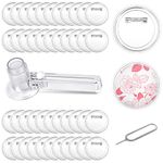 WILLBOND 50 Pcs Acrylic Design Button Badge Clear Button Pins Kit Button Pins Button Circle Cutter for DIY Party Favor Crafts and Paper Craft Activities Make Your Own Buttons, 2.36 Inch