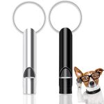 Whilissmsy Dog Whistles for Recall,2 Pcs Dog Training Whistle for Recall（Silver Black）