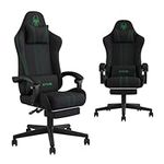 UTONE Gaming Chair Computer Chair Breathable Fabric Office Chair Cloth with Backrest Desk Chair with Footrest, Video Game Chair Height Adjustable (Black)