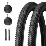 2-Pack Mountain Bike Tires Set: 26"×1.95"-inch Folding Replacement Puncture-Resistant Bicycle Tires and Pair 26-inch Inner Tubes with Tire Levers for Mountain Bike Off-Road Bike