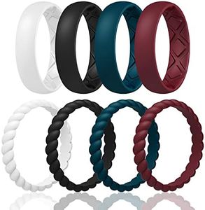 Egnaro Silicone Wedding Bands Women, Inner Arc Ergonomic Breathable Design Silicone Rubber Wedding Bands