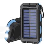 Oukafen Solar Charger 20000mAh Portable Solar Power Bank for Cell Phone Waterproof External Backup Battery Power Pack Charger Built-in Dual USB/Flashlight (Blue)