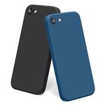 2 Pack iPhone SE 2022 Case, iPhone SE 2020 / iPhone 8 / iPhone 7, 4.7-Inch, Silicone Shockproof Bumper Cover with Microfiber Lining