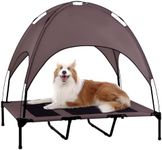 Elevated Dog Bed with Removable Canopy, 48-Inch Waterproof Raised Pet Cot, Portable Outdoor Dog Bed with Extra Carrying Bag, Cooling Dog Canopy for Large Dogs (Brown)