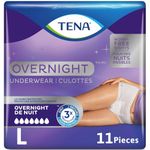 TENA Adult Incontinence, Discrete Disposable, Underwear, Comfortable Fit, Overnight Protection, Unisex, Large (L), 11 Count