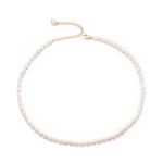 Aleasha White Freshwater Baroque Pearl Necklace 4mm Small Pearl Choker Strand 15" Dainty Necklace for Women Jewelry, Pearl