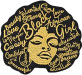 Afro Girl Hip Hop Patch to Iron or sew on for All Fabrics | Beautiful Black Girl Fabric Applique Curly Hair Sticker to Iron on for Clothing and Backpacks | 3.54x3.35 in