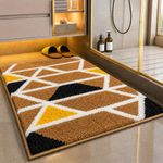 Roseate Mosaic Super Soft (40x60 cm) Microfibre 2000 GSM Bath Mat Super Absorbent Anti-Skid Door Mats for Home/Bathroom Mat/Bedroom/Kitchen/Floor Mat (Beige) Pack of 1