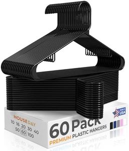 HOUSE DAY Black Plastic Hangers 60 Pack, Slim Space-Saving Clothes Hangers