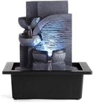 WICHEMI Indoor Fountain Tabletop Fountain Waterfall Fountains Relaxation Water Feature Feng Shui Zen Meditation Desktop Fountain with LED Light for Home and Office Indoor Spaces Decor (Style 6)