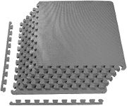 BalanceFrom Puzzle Exercise Mat with EVA Foam Interlocking Tiles for MMA, Exercise, Gymnastics and Home Gym Protective Flooring, 1" Thick, 72 Square Feet, Gray