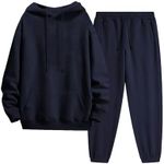 Tanming Mens Tracksuits 2 Piece Sweatsuit Sets Fleece Long Sleeve Hoodies Jogger Pants Athletic Jogging Outfits (Navy-XXL)