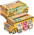 Juvale 1080 Count Teacher Reward Motivational Stickers, Bulk Rolls for Students, Classroom Necessities, Daycare Supplies with 2 School Bus Dispensers (6 Rolls, 5.7x2.7X 2.5in)